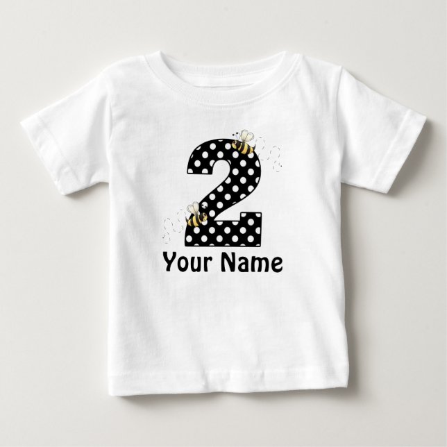 T-shirt Pour Bébé 2e Anniversaire Bumble Bee Girls Personalized (Devant)