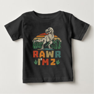 T-shirt Pour Bébé 2e Anniversaire Dinosaur T Rex Rawr I'm 2 For Boys