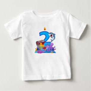 T-shirt Pour Bébé 2e anniversaire thème océan requin et coffre au tr