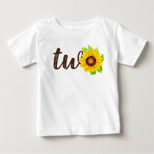 T-shirt Pour Bébé 2e anniversaire Tournesol Deux Jolies Fête Champêt