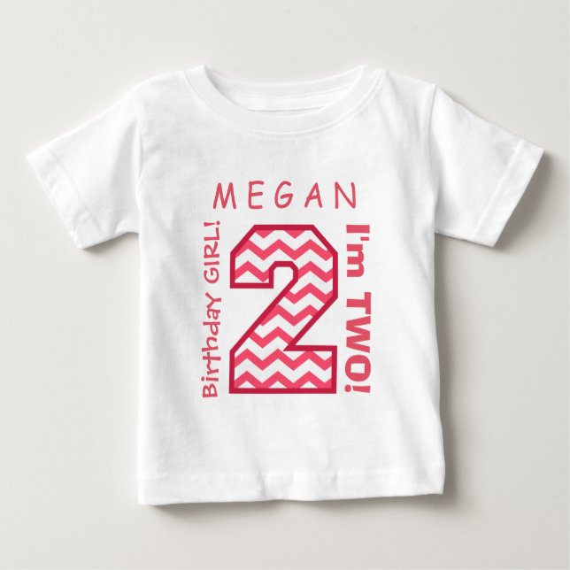 T-shirt Pour Bébé 2e BÉBÉ Anniversaire Grand Numéro A30 CHEVRONS ROS (Devant)