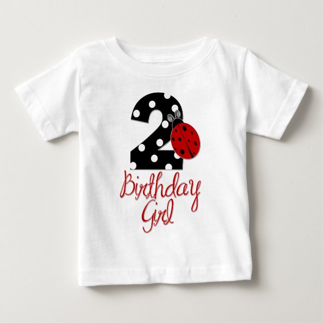 T-shirt Pour Bébé 2e fille anniversaire - Ladybug - 2 Bug dame (Devant)