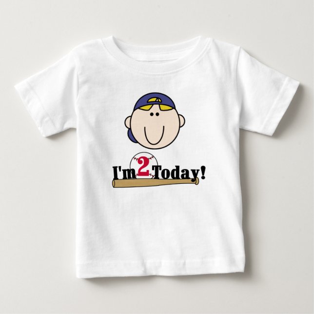T-shirt Pour Bébé 2ème anniversaire de base-ball blond (Devant)