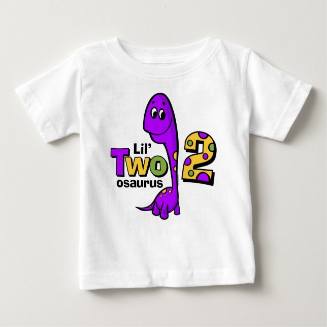 T-shirt Pour Bébé 2ème anniversaire de dinosaure pourpre (Devant)