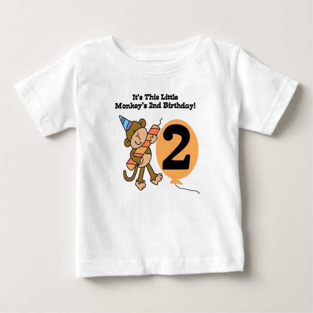 T-shirt Pour Bébé 2ème anniversaire de petit singe (Devant)