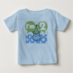 T-shirt Pour Bébé 2ème anniversaire d'hippopotame bleu