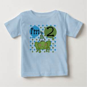 T-shirt Pour Bébé 2ème bleu d'anniversaire de grenouille