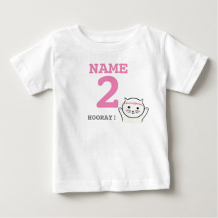 T-shirt Pour Bébé 2ème chat personnalisé de blanc d'anniversaire