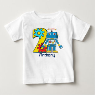 T-shirt Pour Bébé 2ème coutume d'anniversaire de robot