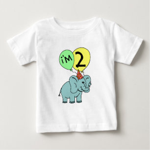T-shirt Pour Bébé 2ème Éléphant d'anniversaire