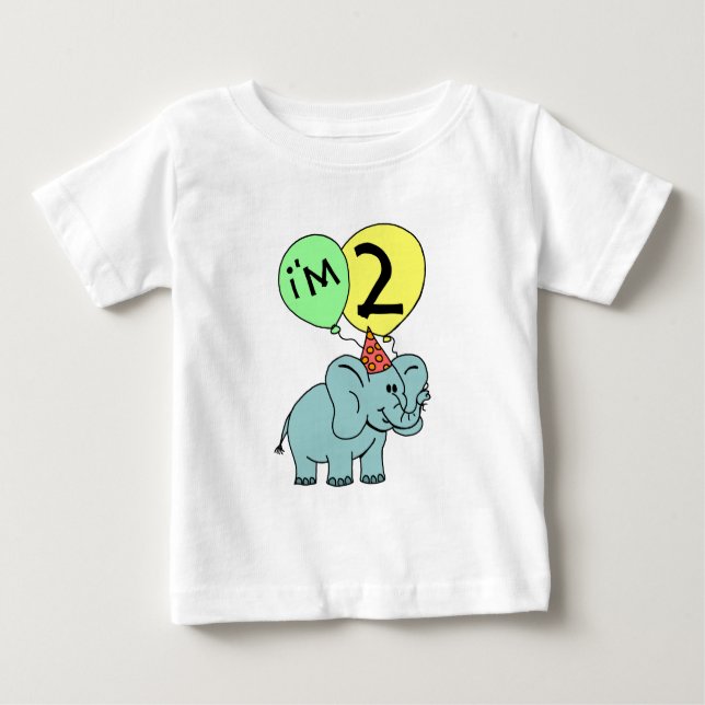 T-shirt Pour Bébé 2ème Éléphant d'anniversaire (Devant)