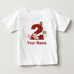 T-shirt Pour Bébé 2ème Les animaux de ferme d'anniversaire ont