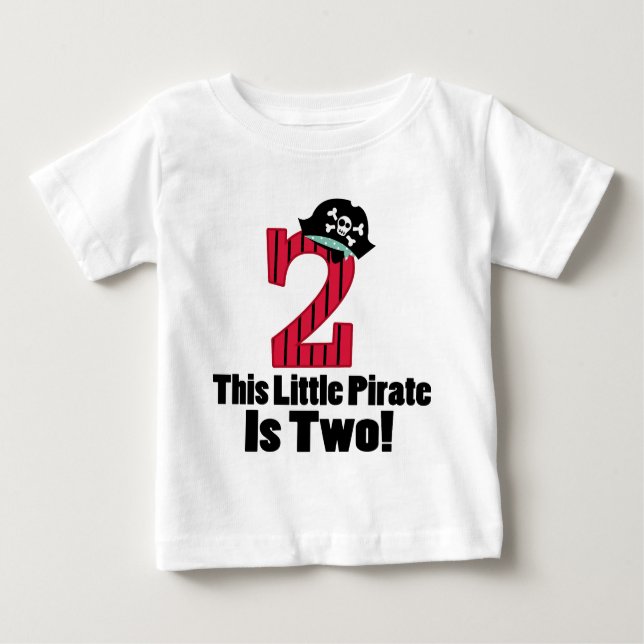 T-shirt Pour Bébé 2ème pirate mignon d'anniversaire (Devant)