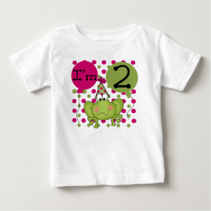 T-shirt Pour Bébé 2ème rose d'anniversaire de grenouille