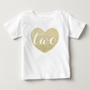 T-shirt Pour Bébé 2nd Birthday Baby Girl Glitter heart-Print