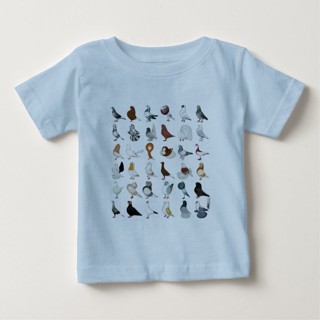 T-shirt Pour Bébé 36 races de pigeon (Devant)