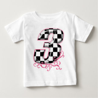 T-shirt Pour Bébé 3 à damiers numéro de drapeau rose