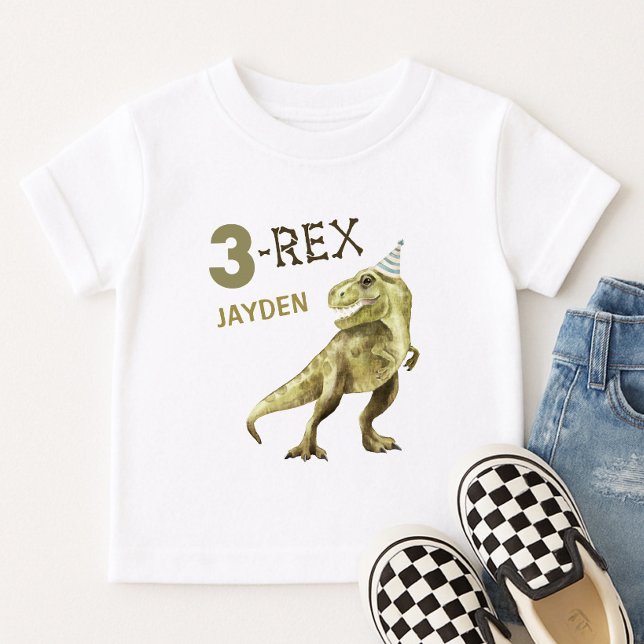T-shirt Pour Bébé 3-Rex Cute Dinosaur Trois Rex Anniversaire Nom (Créateur téléchargé)