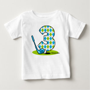 T-shirt Pour Bébé 3ème anniversaire de golf à motifs de losanges