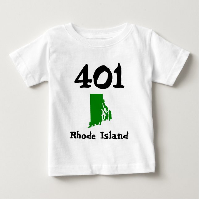 T-shirt Pour Bébé 401, Code régional de l'île Rhode (Devant)