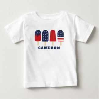 T-shirt Pour Bébé 4 juillet Rouge Blanc Bleu Étoiles Stripes Popsicl
