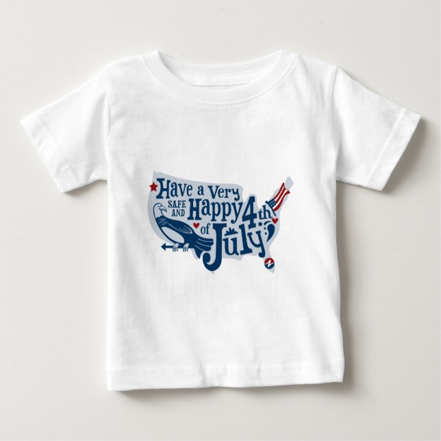 T-shirt Pour Bébé 4 juillet Sûr Et Heureux (Devant)