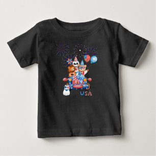 T-shirt Pour Bébé 4 juillet Voiture Panda Ours & Lion