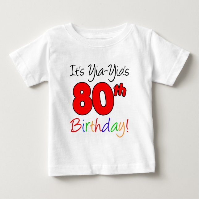 T-shirt Pour Bébé 80e anniversaire de Yia-Yia (Devant)