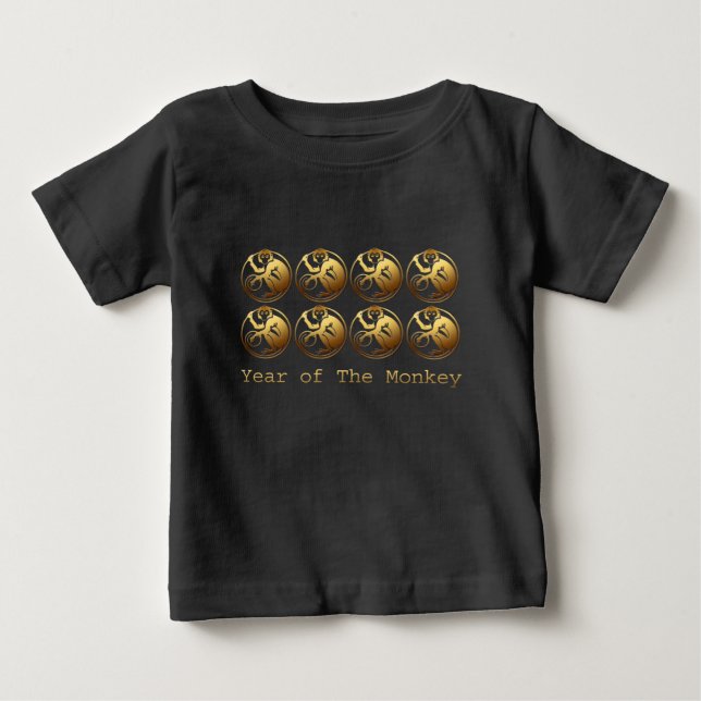 T-shirt Pour Bébé 8 Singes Chinois Nouvel An 2016 H Tissu (Devant)