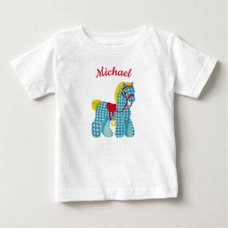 T-shirt Pour Bébé à damiers Pony Western nom personnalisé