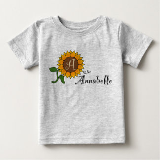 T-shirt Pour Bébé A est pour Annabelle Sunflower T Shirt