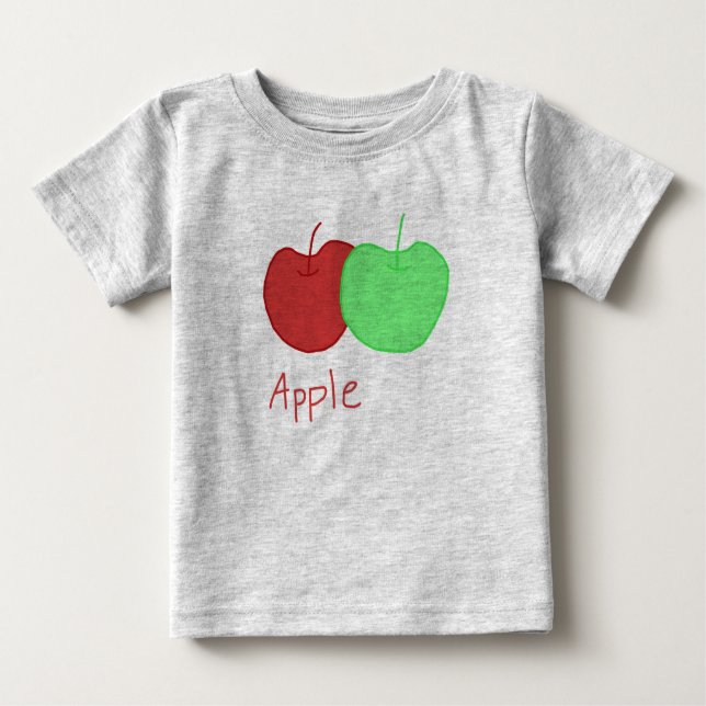 T-shirt Pour Bébé A est pour pomme (Devant)