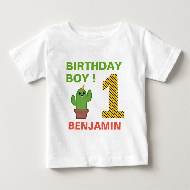 T-shirt Pour Bébé Ă?re fête d'anniversaire de fiesta de cactus (Devant)