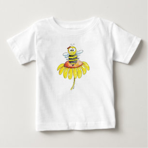 T-shirt Pour Bébé Abeille blanche mignonne sur une fleur