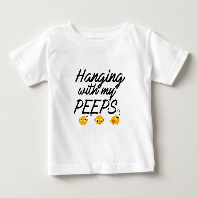 T-shirt Pour Bébé Accrocher avec mes piaulements - conception (Devant)