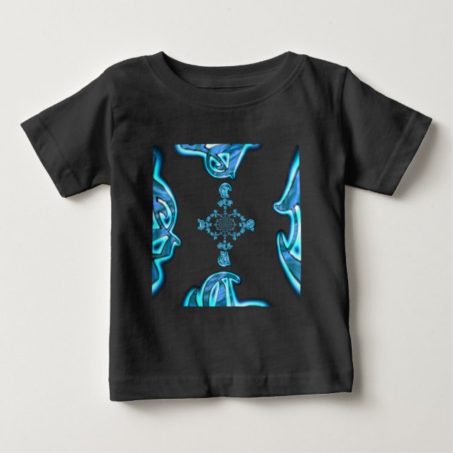 T-shirt Pour Bébé Action Cyan Turquoise Graffiti Abstrait Imprimer (Devant)