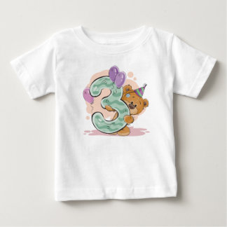 T-shirt Pour Bébé Adorable 3e fête d'anniversaire