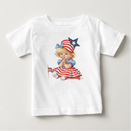 T-SHIRT POUR BÉBÉ ADORABLE BLONDE HAÏE PATRIOTIQUE BÉBÉ FILLE