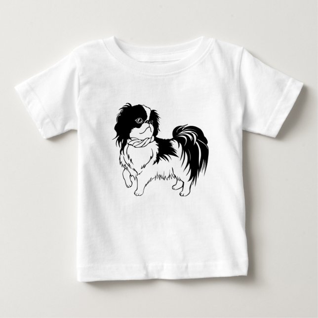 T-shirt Pour Bébé Adorable Chemise bébé chien noir et blanc (Devant)