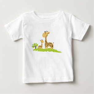 T-shirt Pour Bébé Adorable maman & bébé Giraffe Vert & Jaune