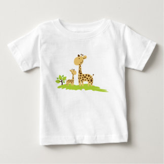 T-shirt Pour Bébé Adorable maman & bébé Giraffe Vert & Jaune