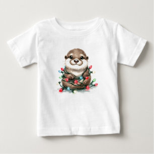 T-shirt Pour Bébé adorable Otter de Noël