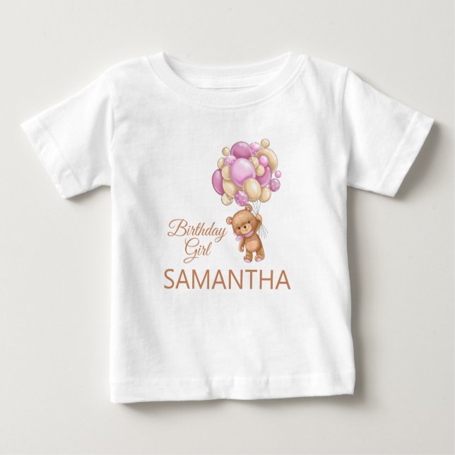 T-shirt Pour Bébé Adorable Ours Teddy rose (Devant)