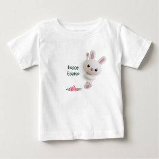 T-shirt Pour Bébé Adorable Peeking 3D Bunny with editable easter