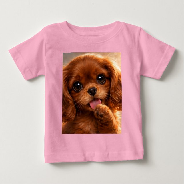 T-shirt Pour Bébé Adorable Ruby Cavalier Épagneul (Devant)