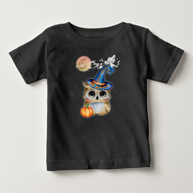 T-shirt Pour Bébé Adorablement Joli "Owl’Oween" (Devant)