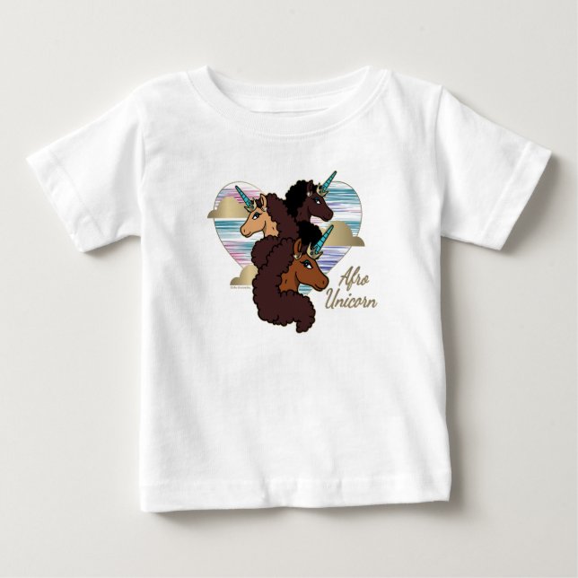 T-shirt Pour Bébé Afro Unicorn Trio Coeur Design (Devant)