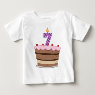 T-shirt Pour Bébé Âge 7 sur le gâteau d'anniversaire