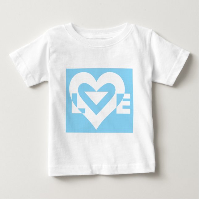 T-shirt Pour Bébé Aimer Blanc sur Bleu (Devant)