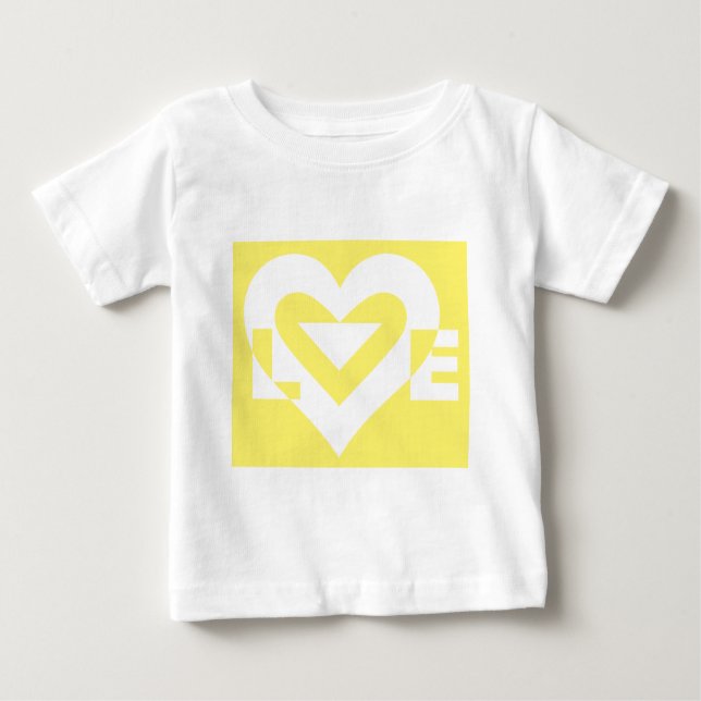 T-shirt Pour Bébé Aimer Blanc sur Jaune (Devant)